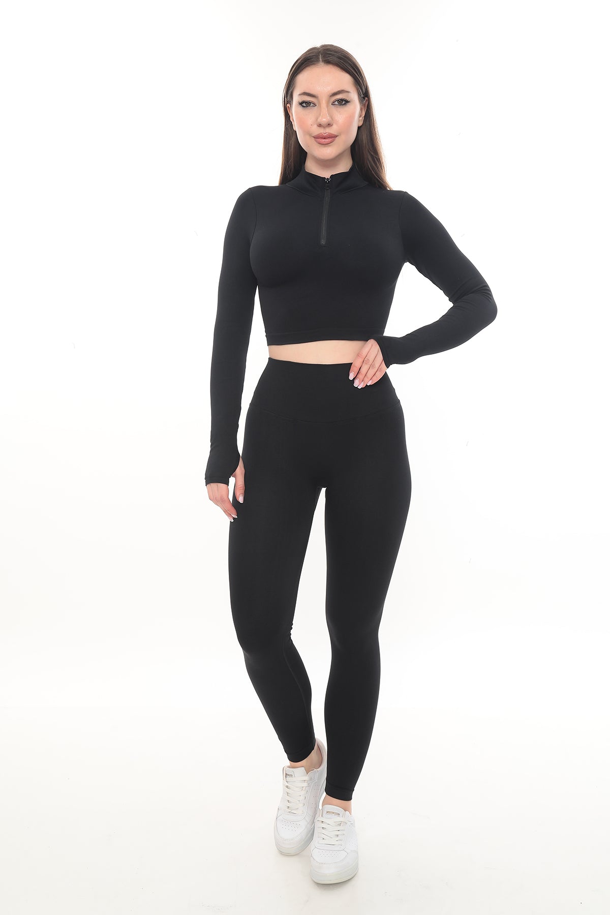 Bel Dikişli Tayt - Siyah