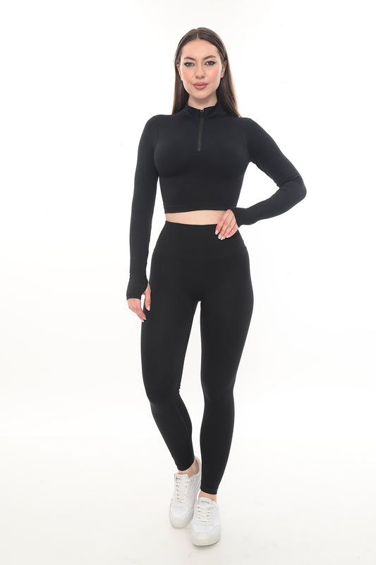 Bel Dikişli Tayt - Siyah