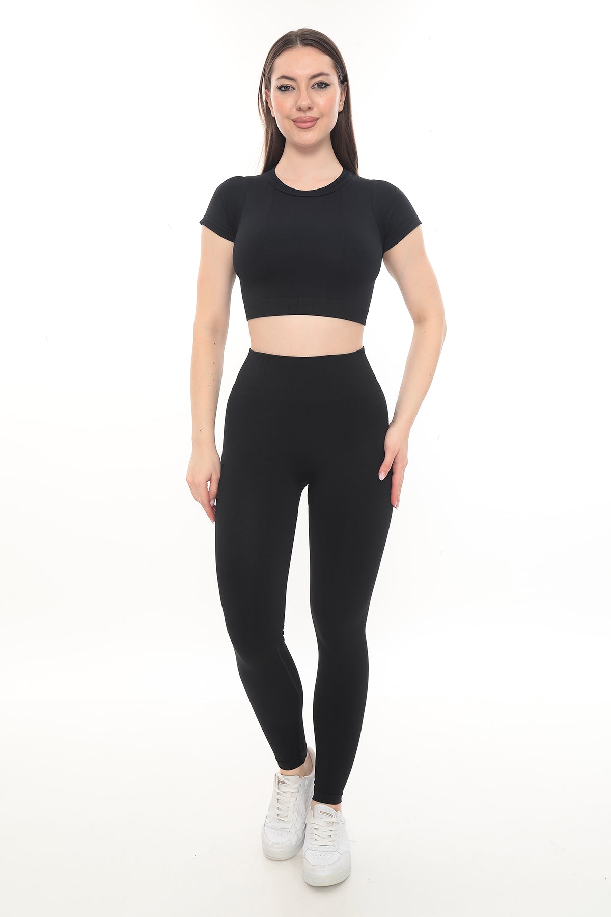 Kısa Kollu Crop - Siyah