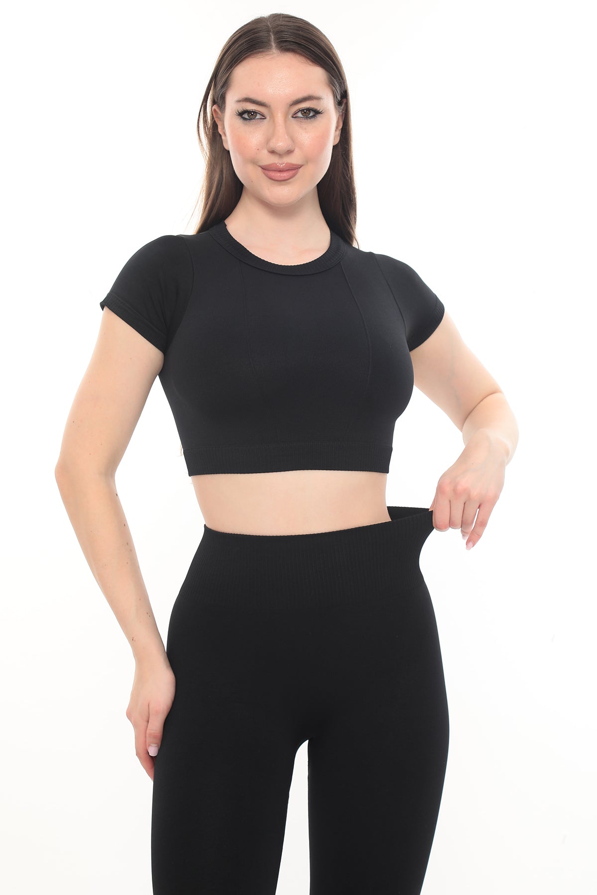 Kısa Kollu Crop - Siyah