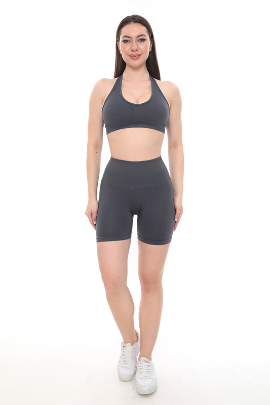 Dikişsiz Halter Yaka Bralet - Füme