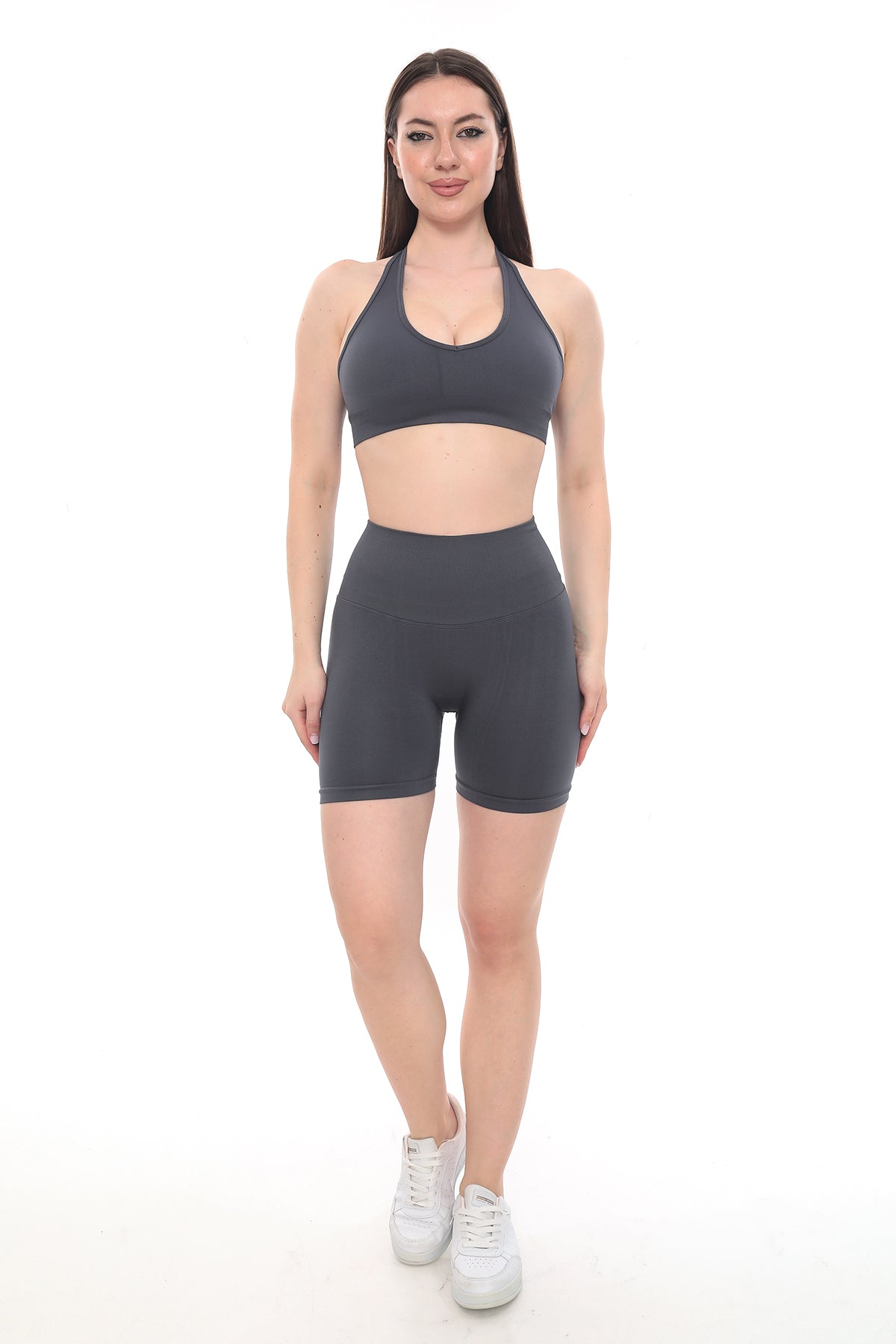 Bel Dikişli Şort - Füme