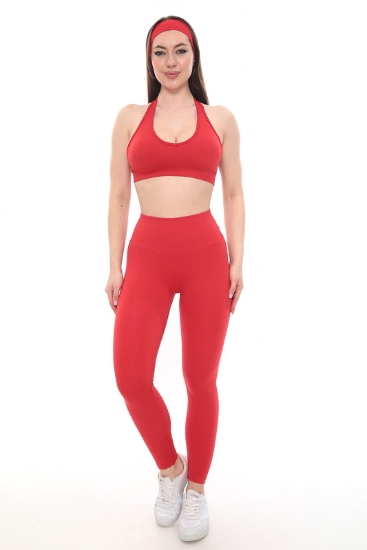 Dikişsiz Halter Yaka Bralet - Kırmızı