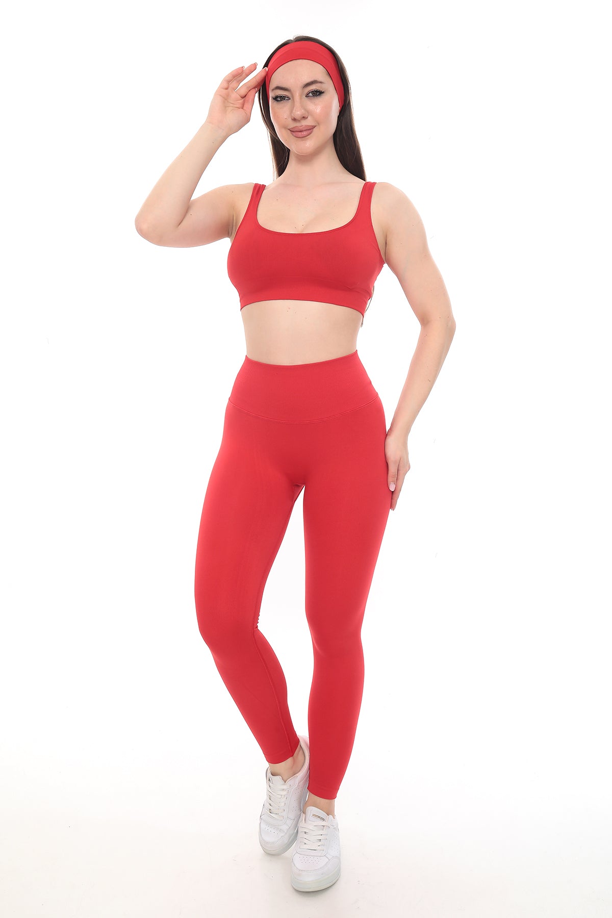 Bel Dikişli Tayt - Kırmızı