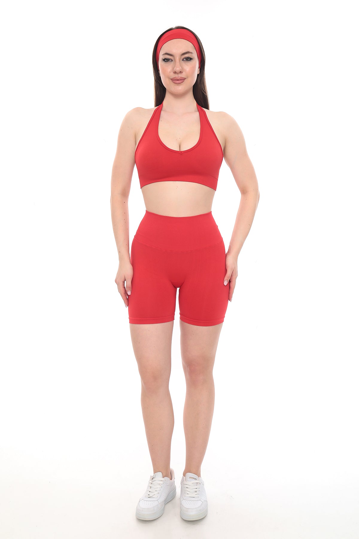 Bel Dikişli Şort - Kırmızı