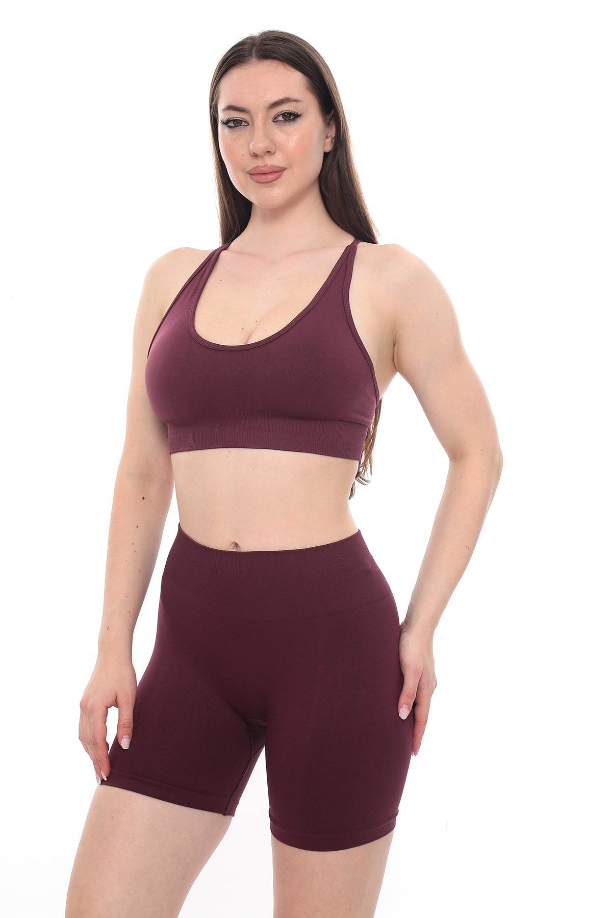 Büzgülü Şort - Bordo